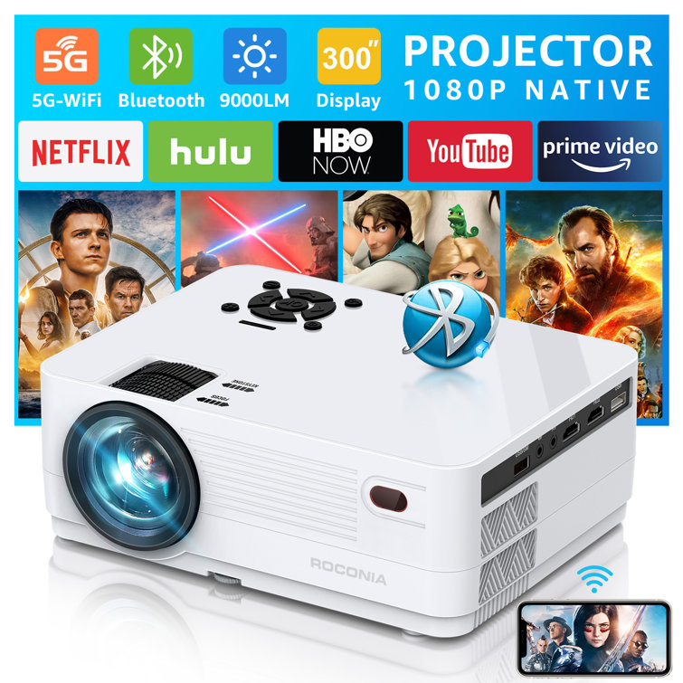 Roconia Home Theatre 9000 Lumens Projector with Remote Included